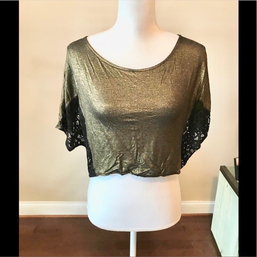 Free People XS metallic short blouse